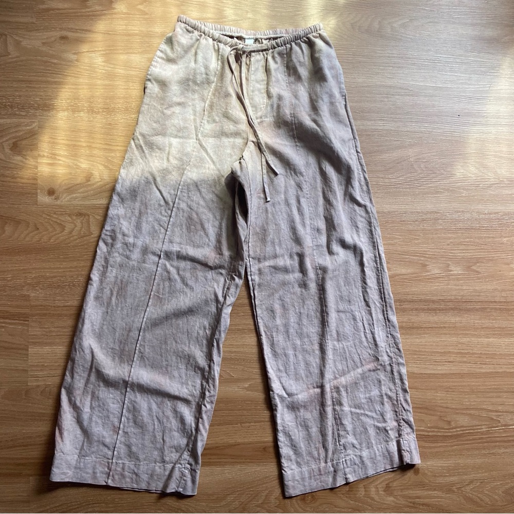 Relaxed Linen Drawstring Linen Pants - Light Tan